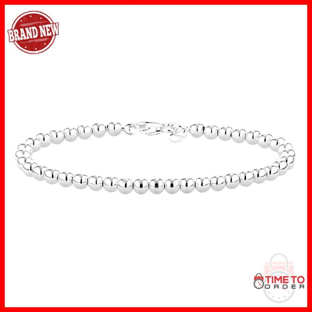 Sterling Silver 7 Inch Bead Chain Bracelet Handmade Italy